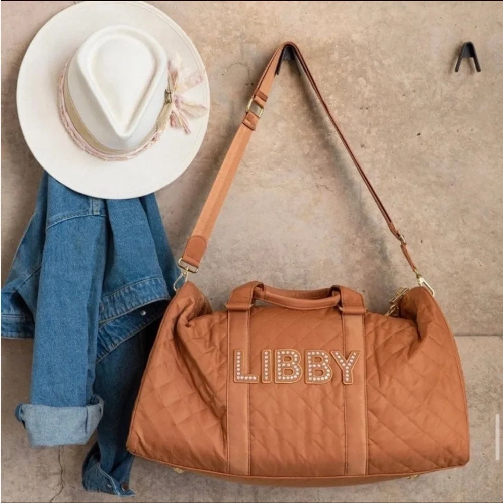 🆕 Stoney Clover Lane Quilted Diamond Camel Desert Dreams Nylon Classic Duffle